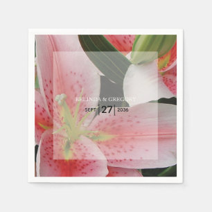 Serviette En Papier Élégant Mariage Lys Orientaux