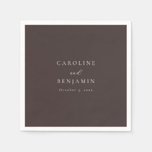 Serviette En Papier Élégant Mariage Minimaliste Brun Mocha Calligraphi