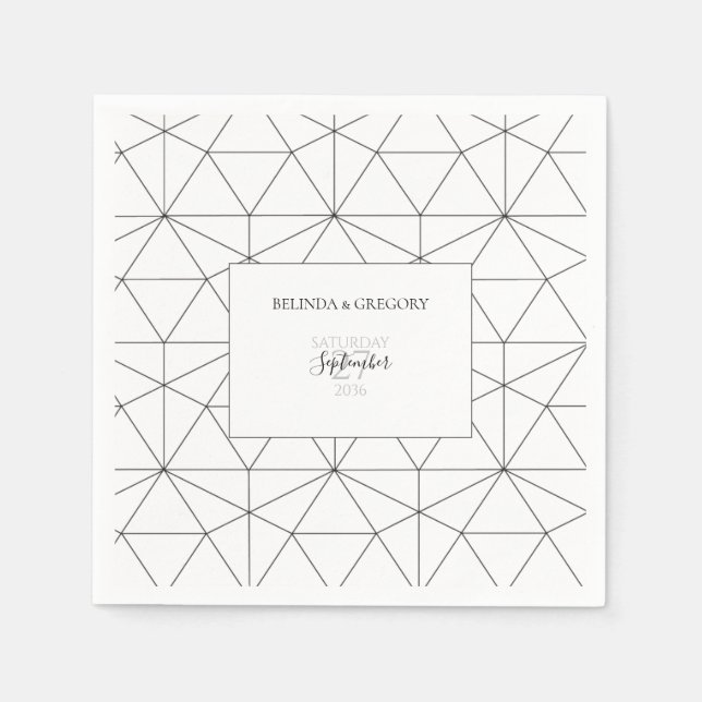 Serviette En Papier Élégant Mariage Motif géométrique (Devant)