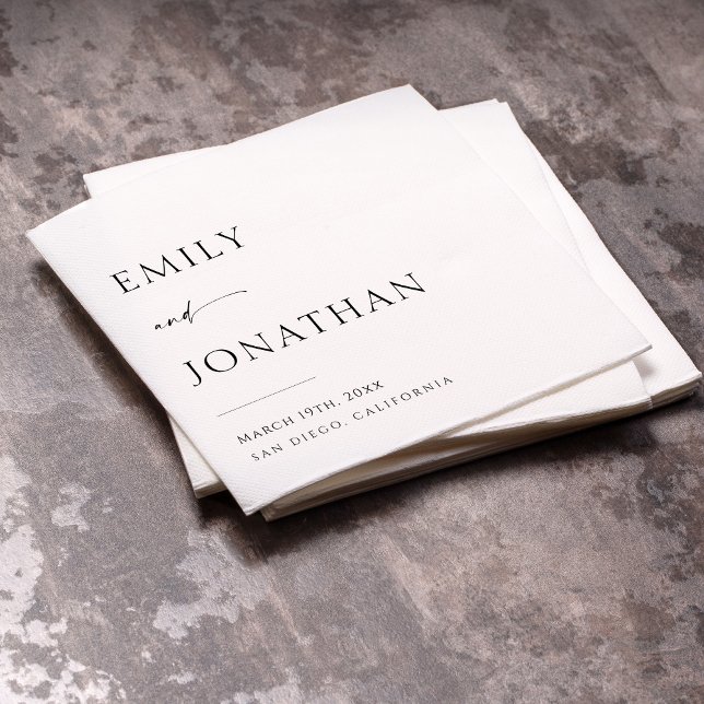 Serviette En Papier Élégant Mariage noir et blanc (Créateur téléchargé)