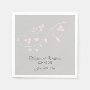 Serviette En Papier Élégant Mariage Pastel Blush Rose & Grey (Gris)