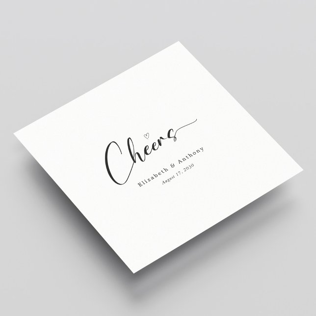Serviette En Papier Elégant Mariage personnalisé (Elegant Hand-Lettering Cheers Personalized Wedding Napkins)