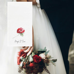 Serviette En Papier Élégant Mariage personnalisé de la tige rouge flor