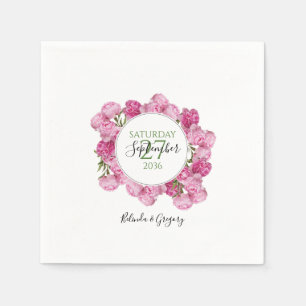 Serviette En Papier Élégant Mariage Pink Peonies