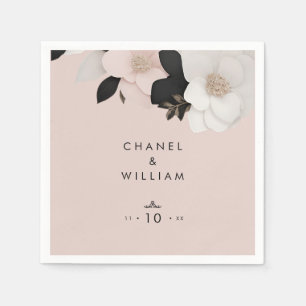 Serviette En Papier Élégant mariage rose doux