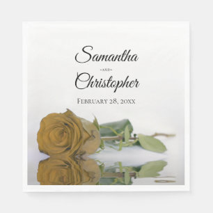 Serviette En Papier Élégant Mariage Rose en or à longue tige