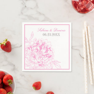 Serviette En Papier Élégant mariage rose fuchsia et gris