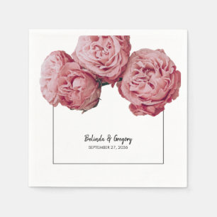 Serviette En Papier Élégant Mariage rose Roses