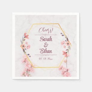 Serviette En Papier Élégant Mariage Sakura rose fleuri cerisier