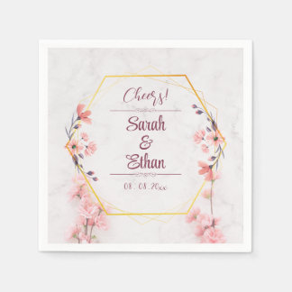 Serviette En Papier Élégant Mariage Sakura rose fleuri cerisier