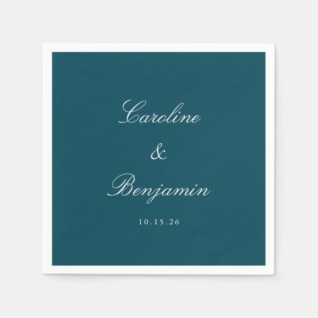 Serviette En Papier Élégant mariage Turquoise classique serviettes per (Devant)