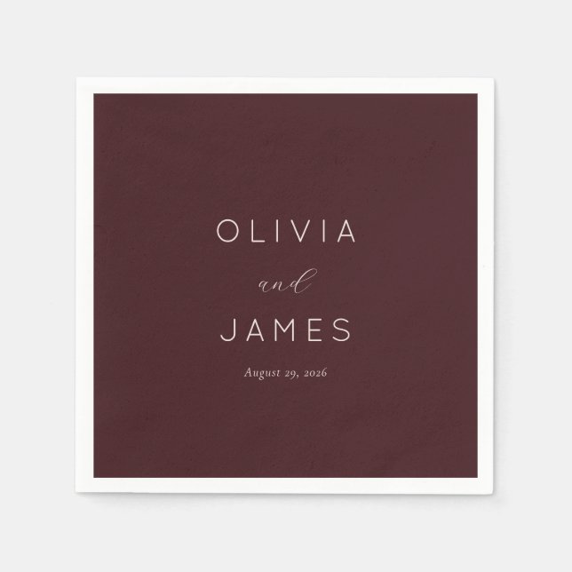 Serviette En Papier Elegant Maroon Calligraphy (Devant)