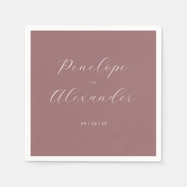 Serviette En Papier Elegant Maroon Calligraphy (Devant)