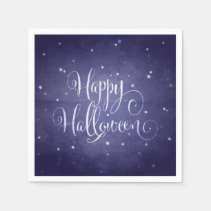Serviette En Papier Elégant Midnight Blue Stars Happy Halloween