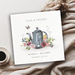 Serviette En Papier Élégant mignon Rose joyeux Mariage de théière flor