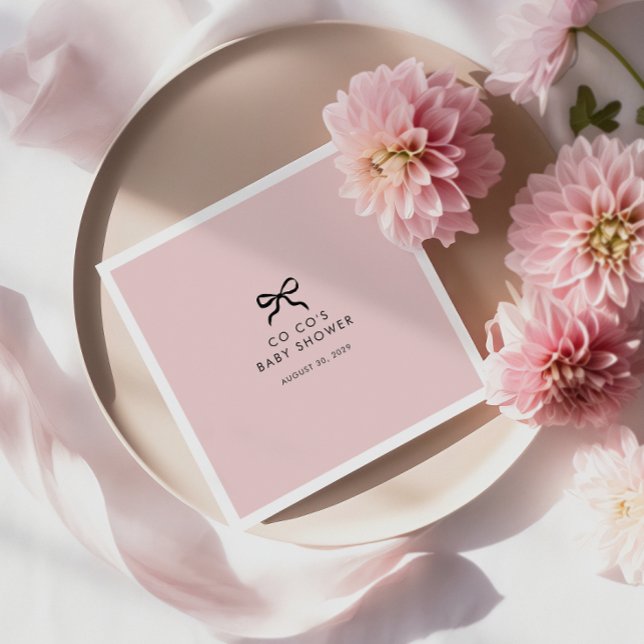 Serviette En Papier Élégant minimal Baby shower à mâchoires Cocktail s (Minimalist Bow Baby Shower Cocktail Napkins )