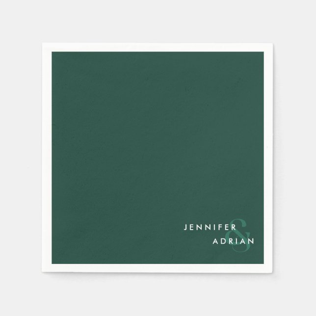 Serviette En Papier Élégant Minimal Brunswick Vert Mariage moderne (Devant)