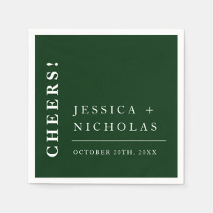 Serviette En Papier Élégant minimal Emerald Green Mariage moderne