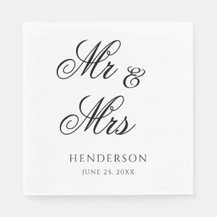 Serviette En Papier Élégant minimal M. et Mme Mariage Napkins