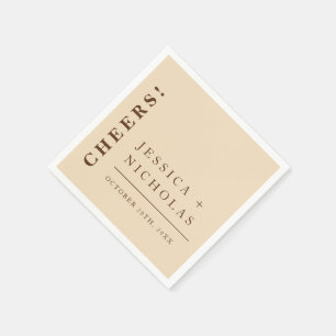 Serviette En Papier Élégant minimaliste beige clair Mariage moderne