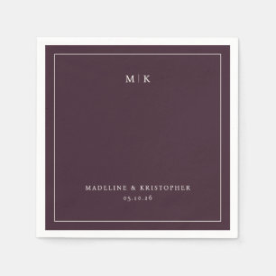 Serviette En Papier Élégant Minimaliste Bordeaux