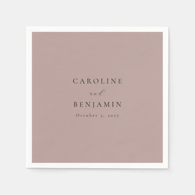 Serviette En Papier Élégant minimaliste Dusty Mauve Mariage de calligr (Devant)