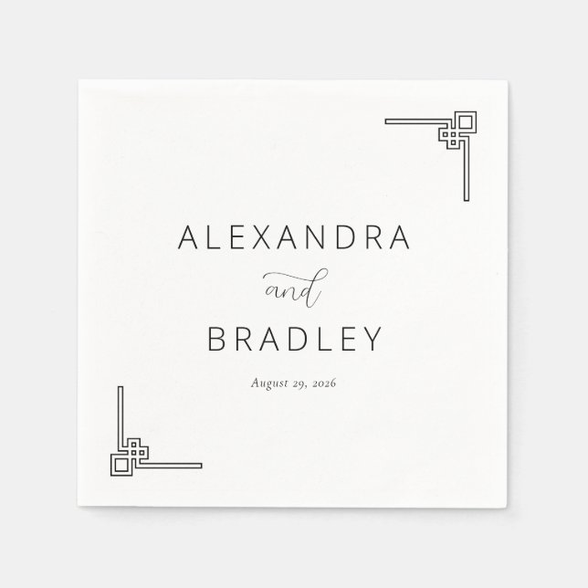 Serviette En Papier Élégant minimaliste géométrique noir (Devant)