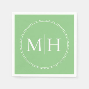 Serviette En Papier Élégant minimaliste Mariage de monogramme vert