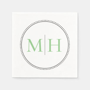 Serviette En Papier Élégant minimaliste Mariage de monogramme vert