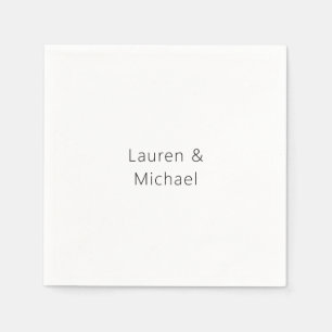 Serviette En Papier Élégant minimaliste mariage noir blanc clair
