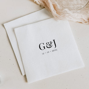 Serviette En Papier Élégant minimaliste Monogramme Initiales Mariage