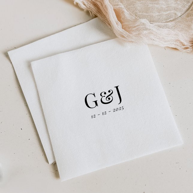 Serviette En Papier Élégant minimaliste Monogramme Initiales Mariage (Créateur téléchargé)