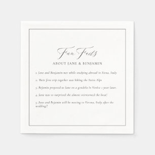 Serviette En Papier Élégant minimaliste noir & blanc Fun Facts Mariage