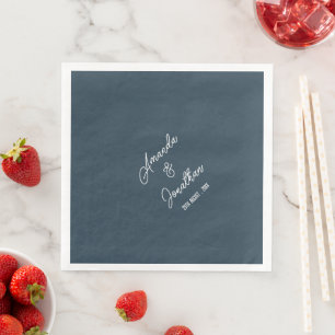 Serviette En Papier Élégant minimaliste Pickled Bluewood Mariage blanc