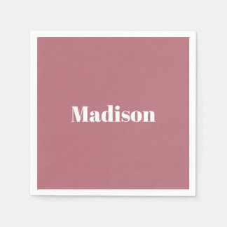 Serviette En Papier Élégant minimaliste Rose Gold Nom blanc