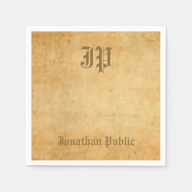 Serviette En Papier Élégant Modèle de monogramme de calligraphie Vinta (Devant)