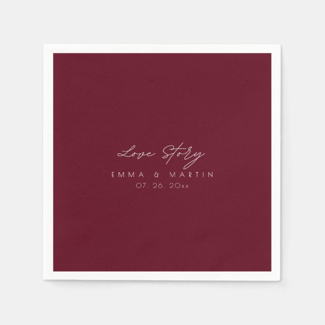 Serviette En Papier Elegant & modern Burgundy Script  Wedding (Devant)