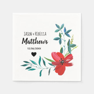 Serviette En Papier Elegant Modern Custom Floral Wedding