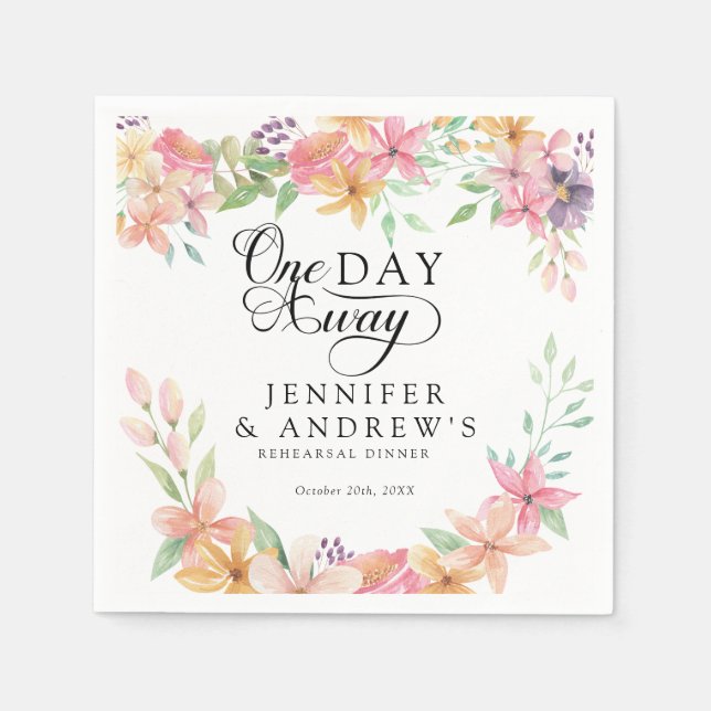 Serviette En Papier Elegant Modern Floral Classic | Rehearsal Dinner (Devant)