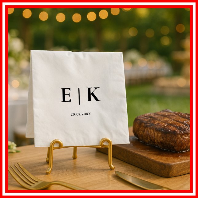 Serviette En Papier Elegant Modern Monogram Simple Wedding (Créateur téléchargé)