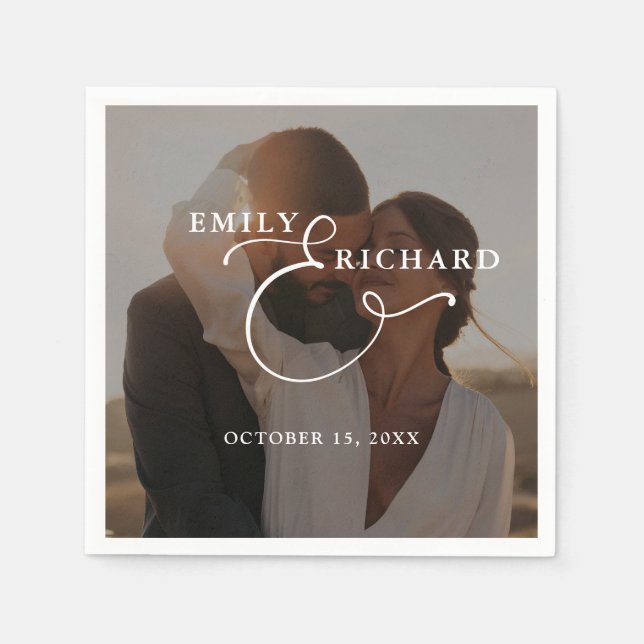 Serviette En Papier Elegant Modern Wedding Photo (Devant)