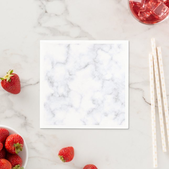 Serviette En Papier Elegant Modern White Marble (En situation)