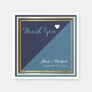 Serviette En Papier élégant & moderne 2 tons bleu mariage