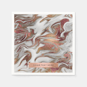 Serviette En Papier Élégant moderne aspect marbre blanc or rose cuivre