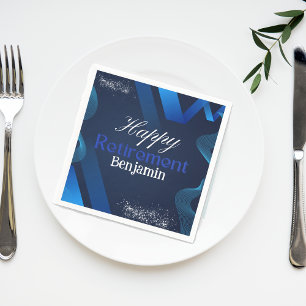 Serviette En Papier Elégant moderne bleu et blanc Bonne retraite