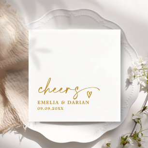 Serviette En Papier Élégant moderne Cheers Script minimaliste Mariage