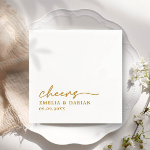 Serviette En Papier Élégant moderne Cheers Script minimaliste Mariage