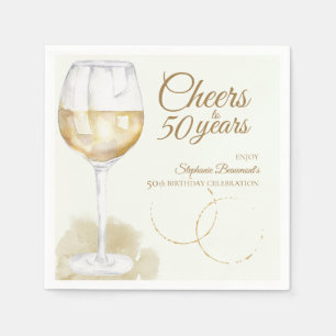 Serviette En Papier Elégant moderne Cheers Vin blanc 50e anniversaire