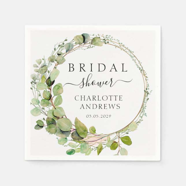 Serviette En Papier Élégant, moderne, eucalyptus (Devant)