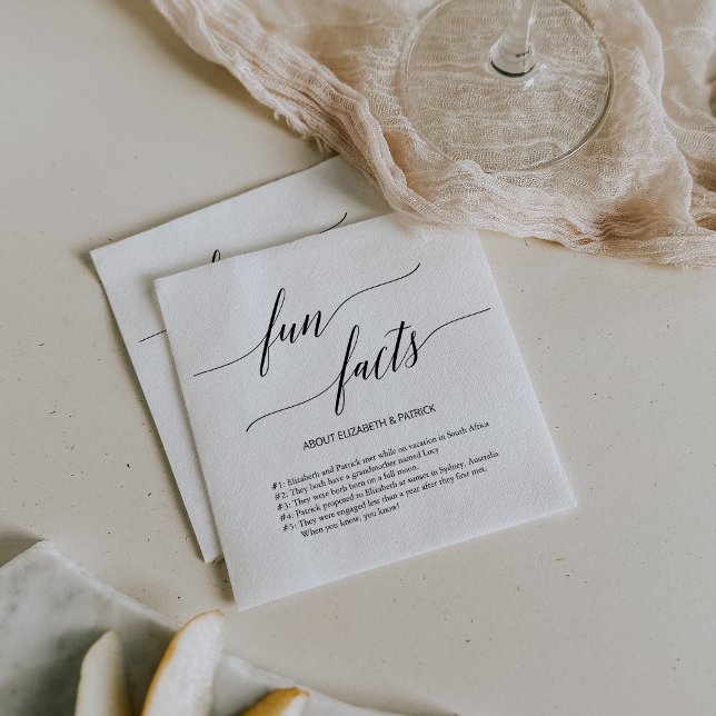 Serviette En Papier Élégant Moderne Minimal Simple Fun Fact Mariage (Elegant Modern Minimal Simple Fun Fact Wedding Napkins)